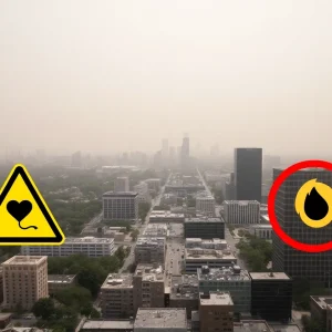 San Antonio skyline shrouded in haze from Saharan dust