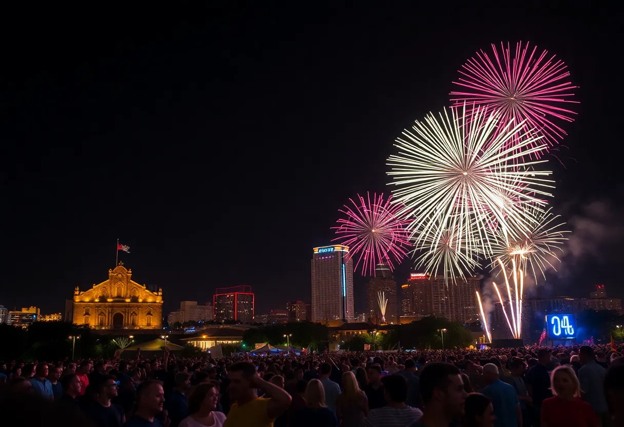 Fireworks display over San Antonio during 4th of July celebrations.