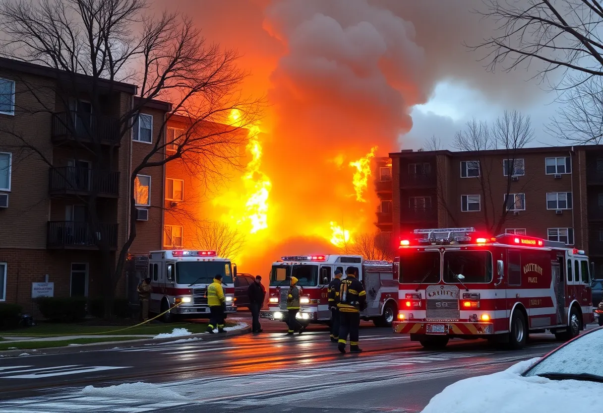 Firefighters battling a large fire at an apartment complex in San Antonio