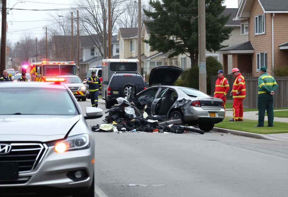 Emergency responders at the car accident site in San Antonio