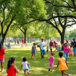 Families enjoying time in a park in San Antonio