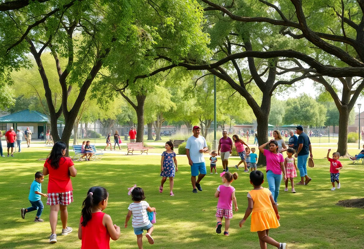 Families enjoying time in a park in San Antonio