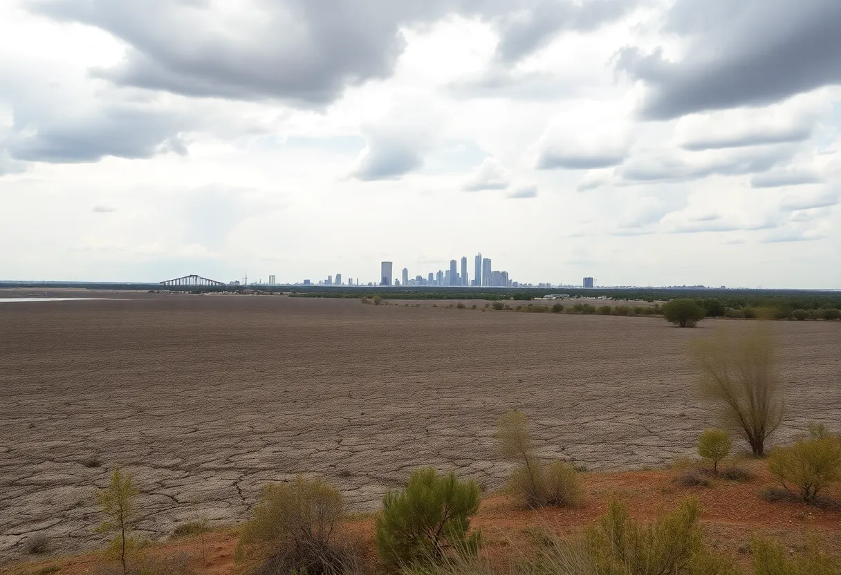 Dried-up lake in South Texas illustrating drought conditions