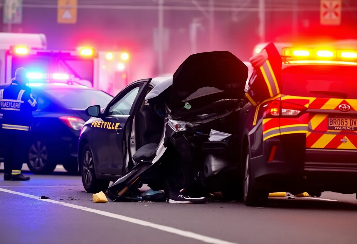 Emergency responders at the scene of a vehicle crash