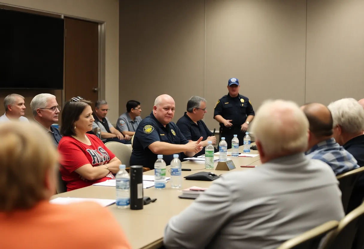 Residents discussing flood safety in San Antonio