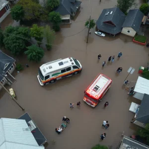 Emergency response efforts in flooded San Antonio