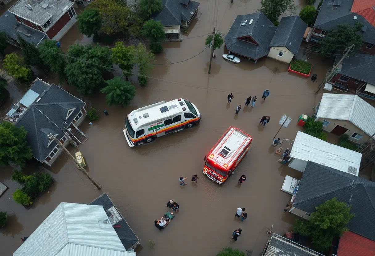 Emergency response efforts in flooded San Antonio