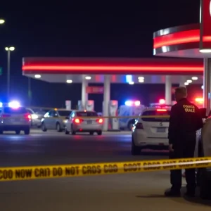 Scene of a shooting at a gas station in San Antonio with police presence