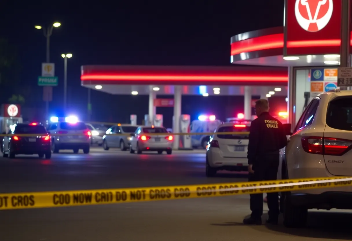 Scene of a shooting at a gas station in San Antonio with police presence