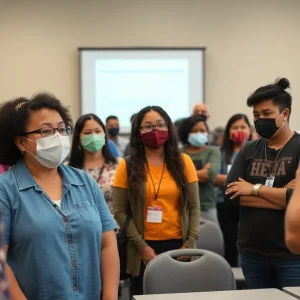 Participants at a workshop in San Antonio learning about heat safety