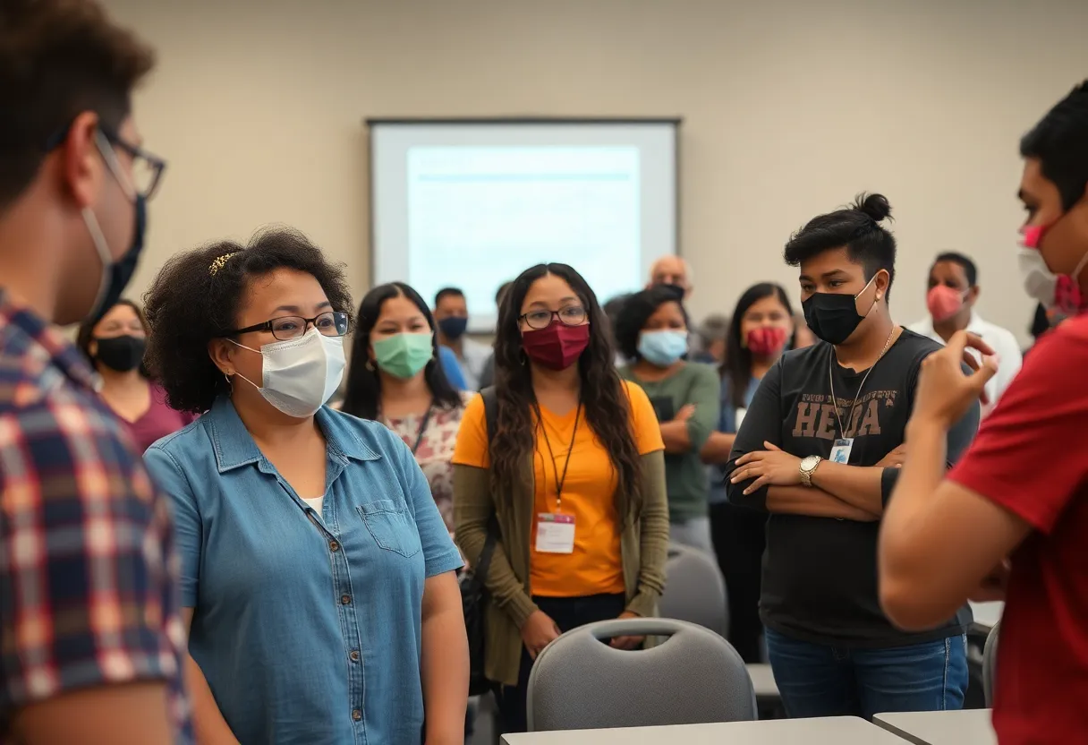 Participants at a workshop in San Antonio learning about heat safety