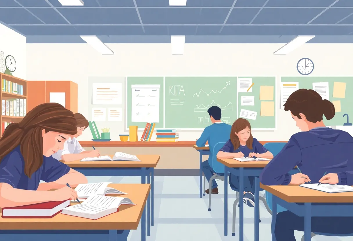 Students in a classroom in San Antonio focusing on studies