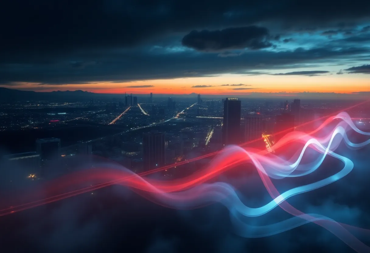 San Antonio skyline with gas lines and odor visualization