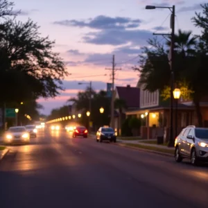 Peaceful San Antonio street at dusk