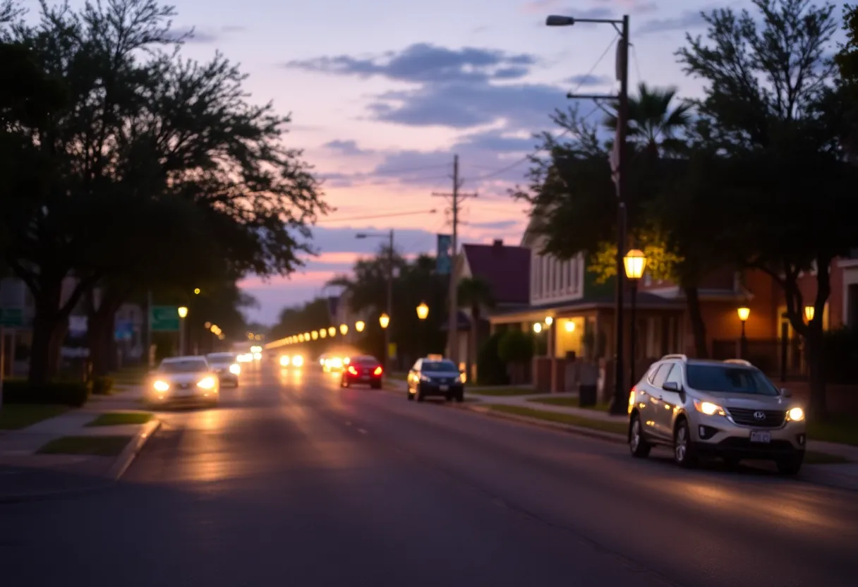 Peaceful San Antonio street at dusk