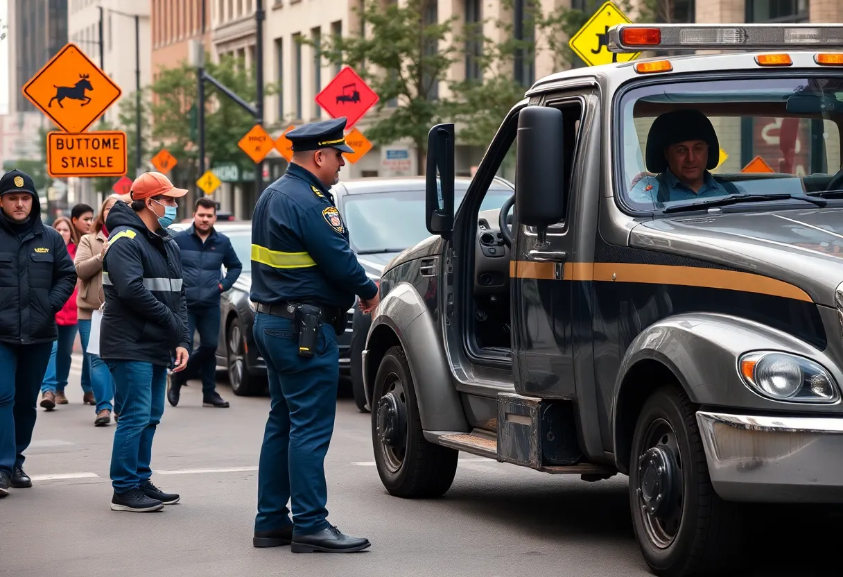 San Antonio police officer and tow truck driver in a dispute