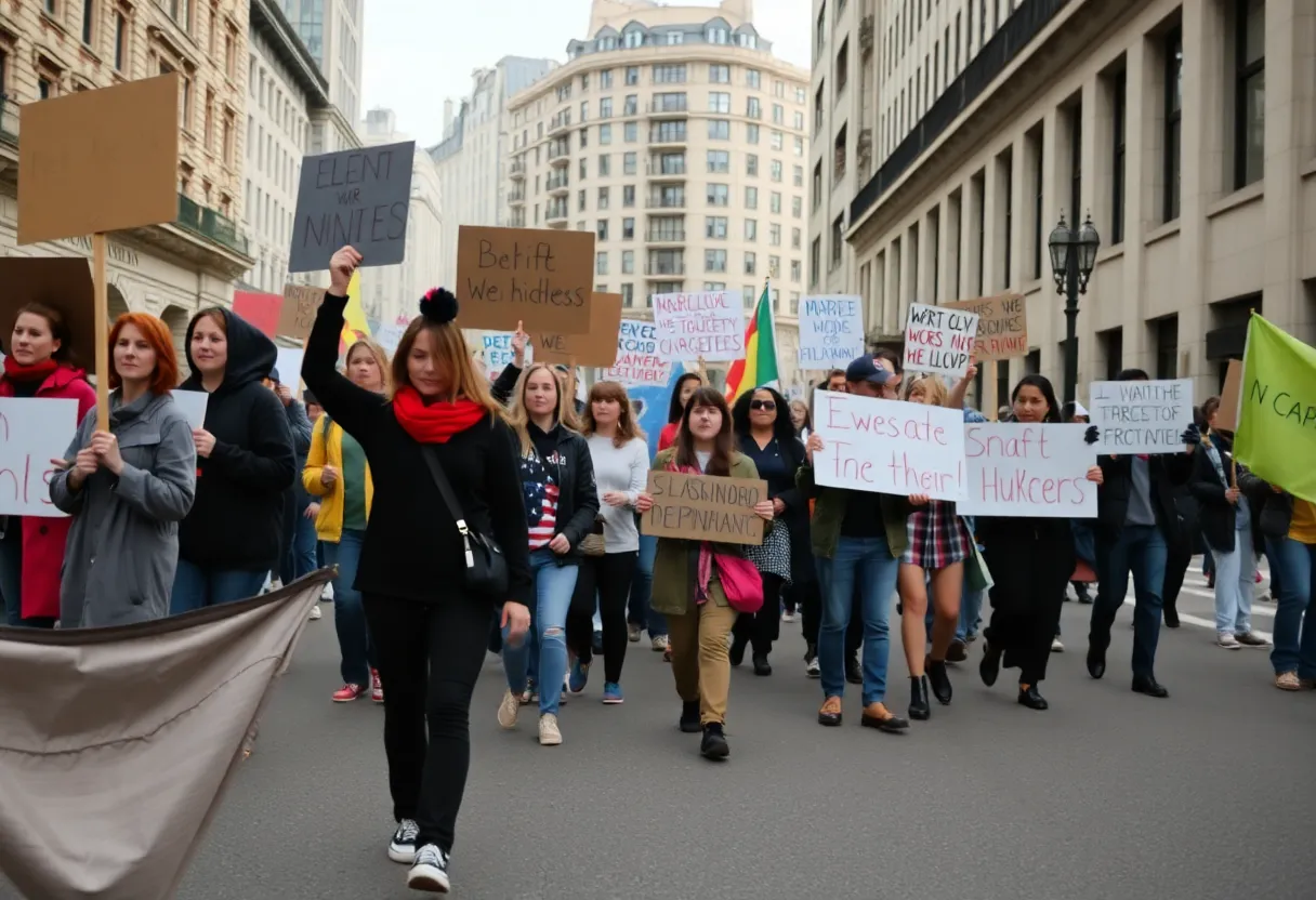 Diverse protesters holding signs in San Antonio during a demonstration