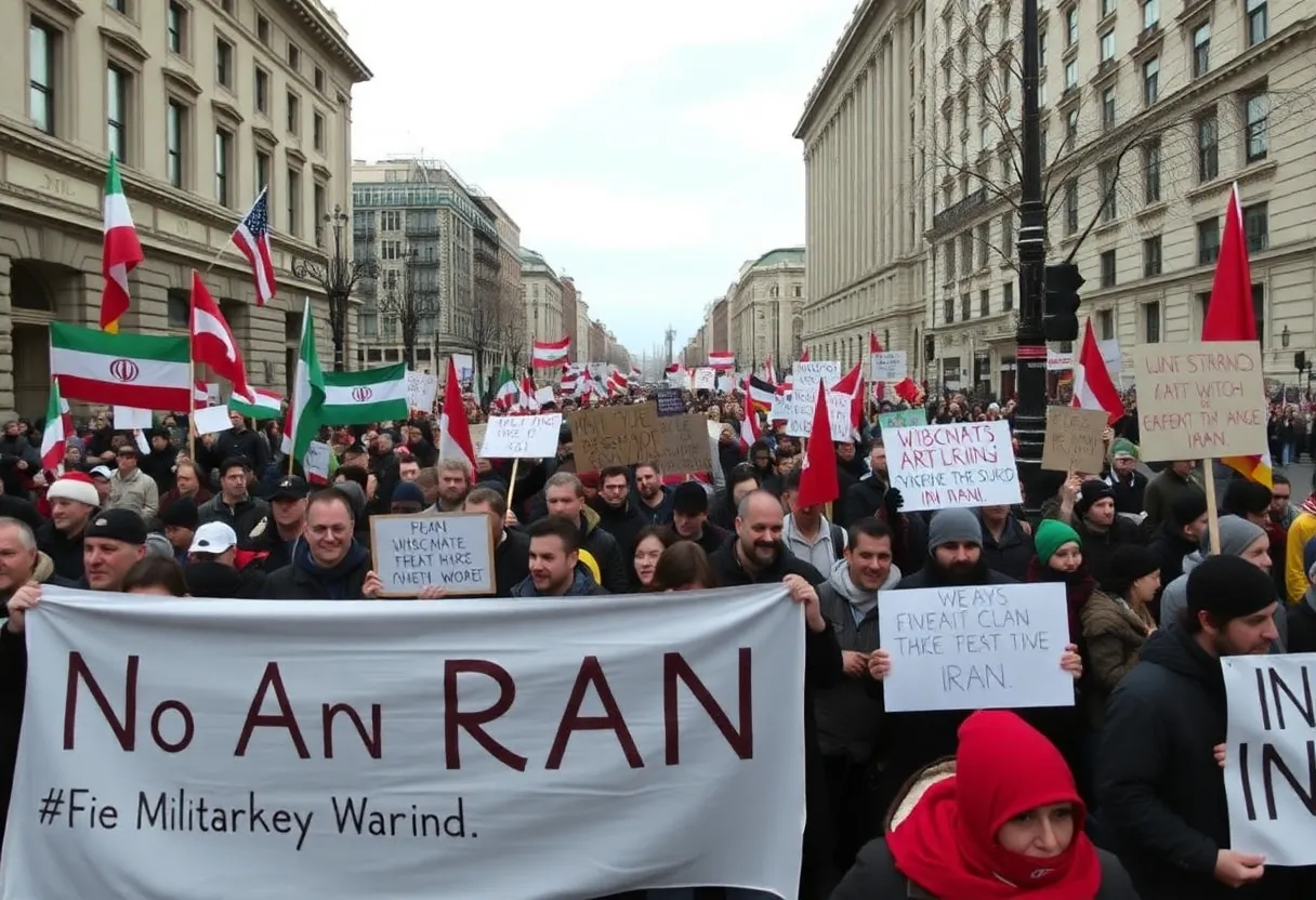Crowds protesting U.S. military strikes in San Antonio