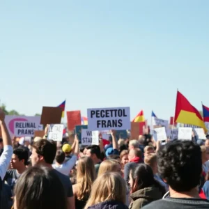 Crowd at a San Antonio rally for Democratic unity