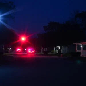 Police presence in a San Antonio residential area at night
