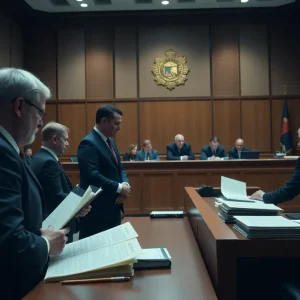 Courtroom during a trial related to a San Antonio shooting case