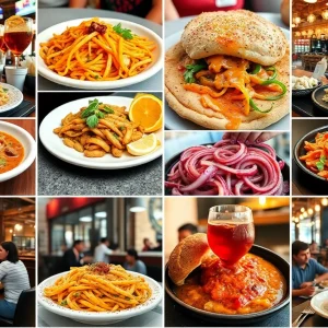 Collage of San Antonio restaurants featuring diverse foods and vibrant dining experiences