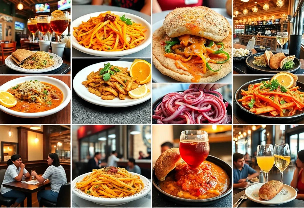 Collage of San Antonio restaurants featuring diverse foods and vibrant dining experiences