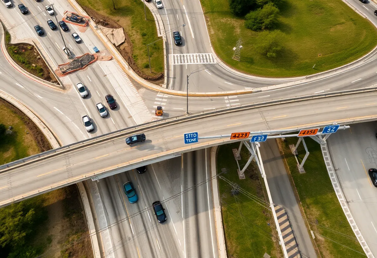 Construction site with traffic disruptions in San Antonio