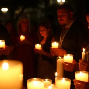 Candlelight vigil in San Antonio honoring flood victims.