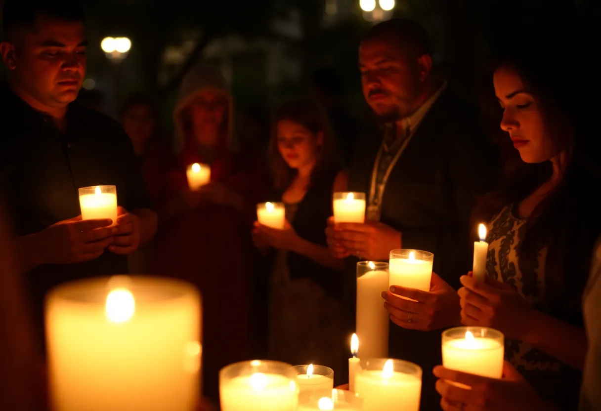 Candlelight vigil in San Antonio honoring flood victims.