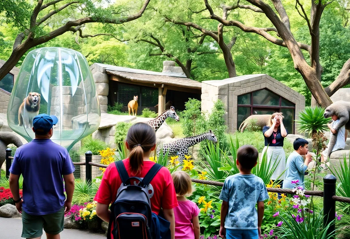 Families visiting the San Antonio Zoo during Teacher Appreciation Month