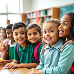 Children engaged in learning activities at school