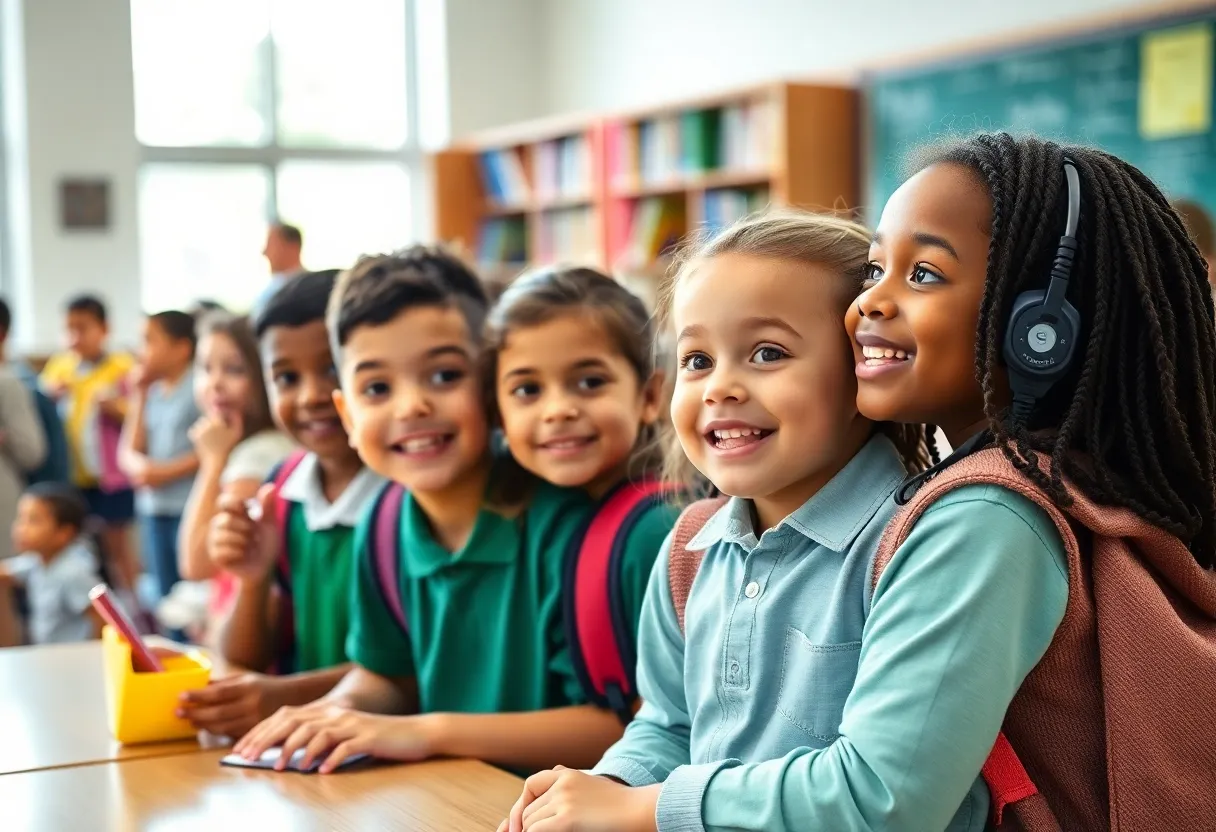 Children engaged in learning activities at school