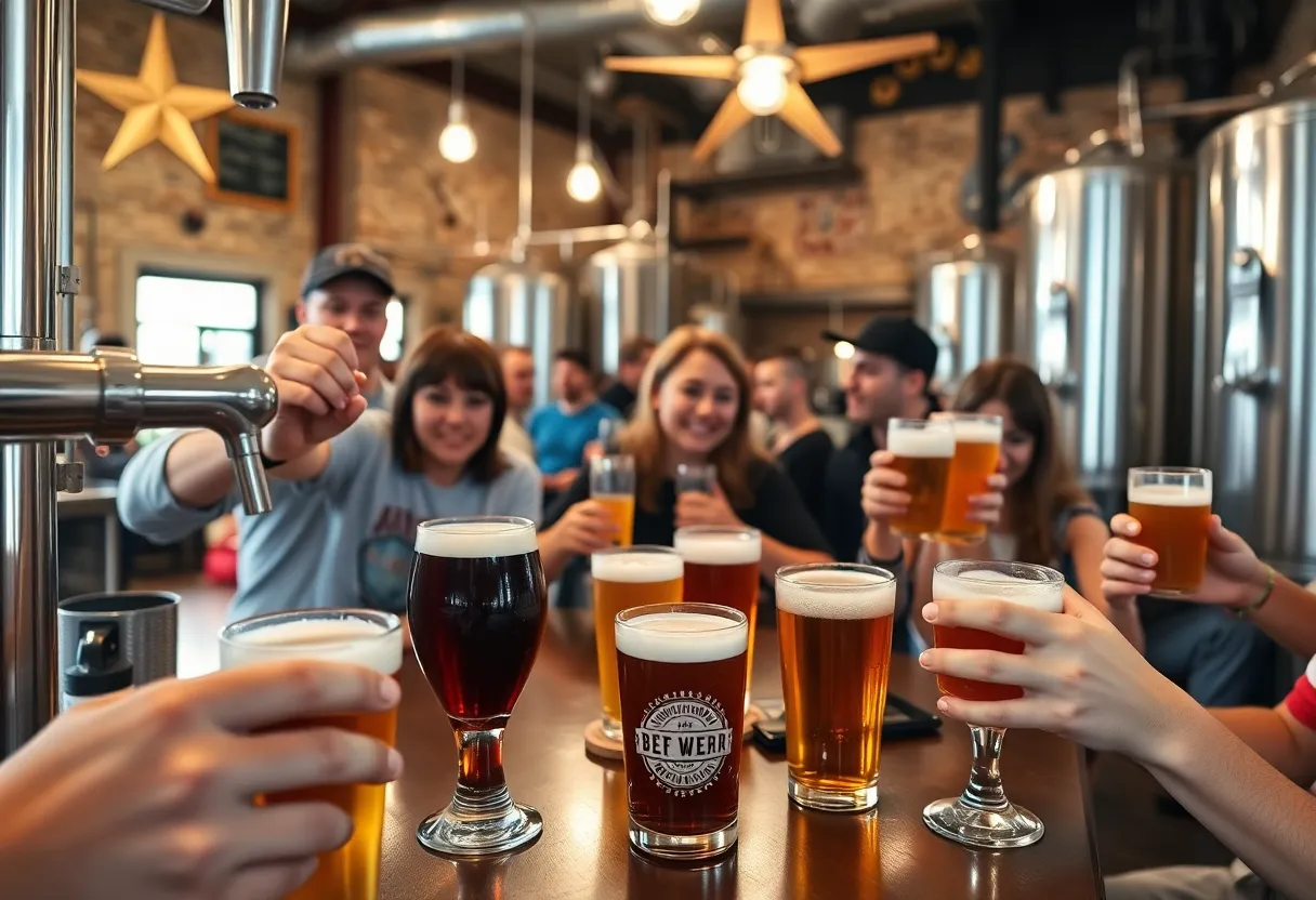 Brewery in Texas with craft beer being served