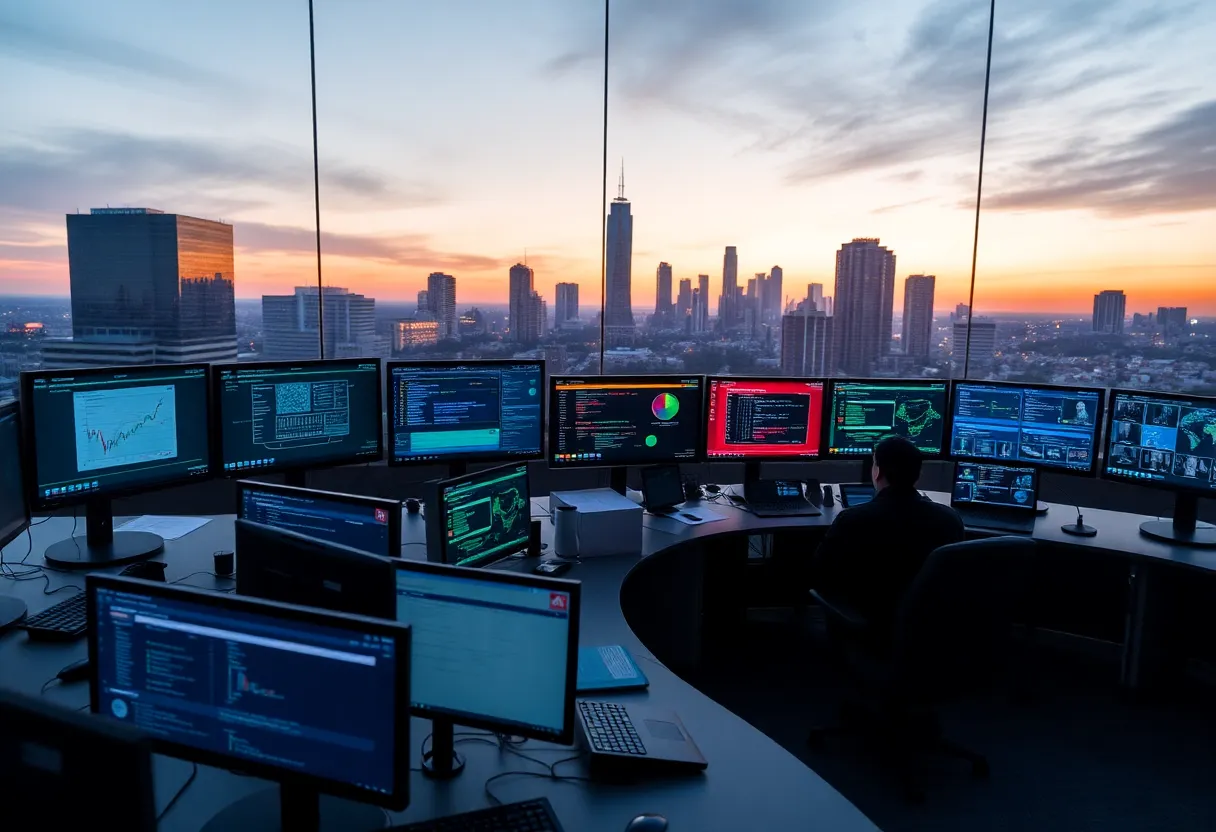 The headquarters of the Texas Cyber Command in San Antonio, equipped with cybersecurity technology.