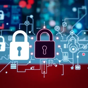 Visual concept of cybersecurity in Texas