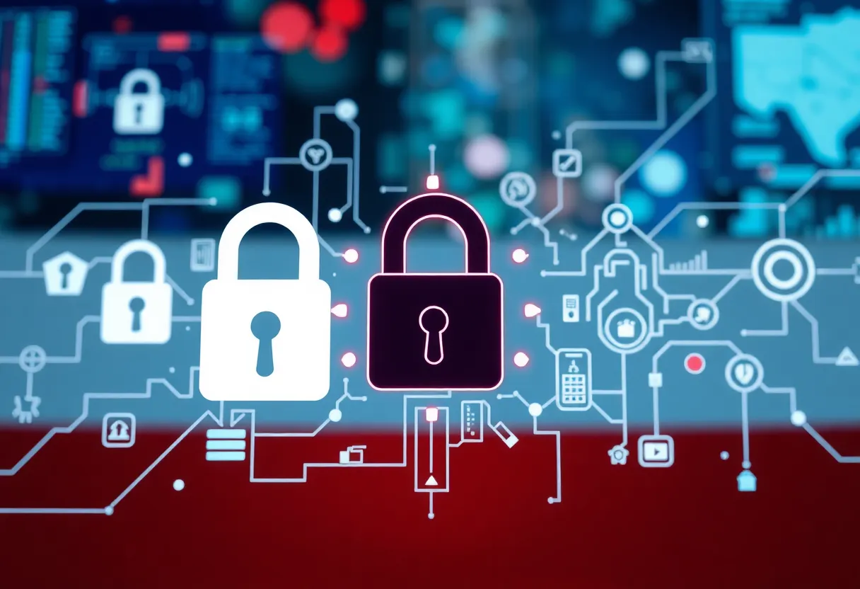 Visual concept of cybersecurity in Texas