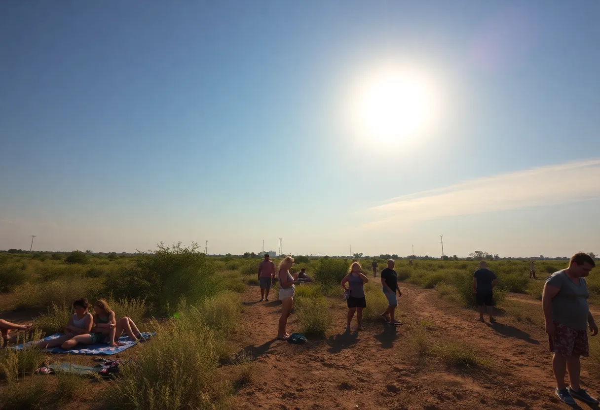 Landscape of Texas in summer with heat waves