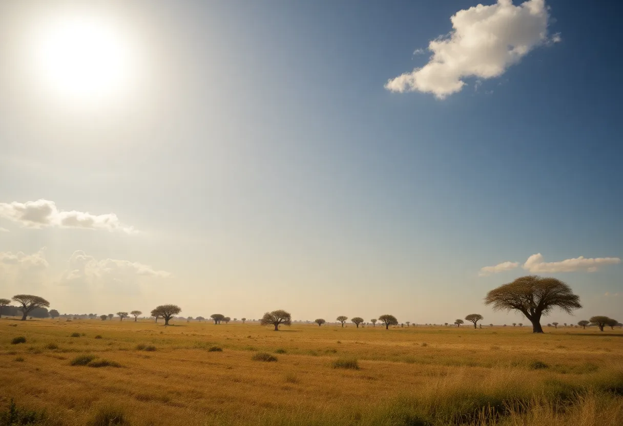 Texas landscape with warm weather and sunny skies