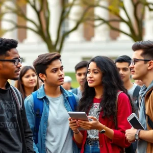 Group of university students discussing tuition policy changes