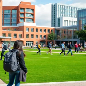 Students at UTSA campus engaging in academic activities