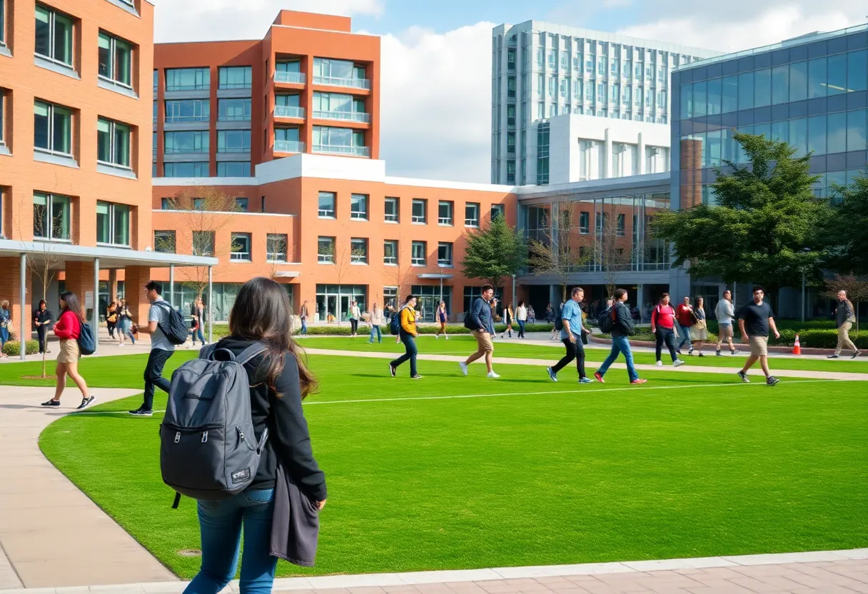 Students at UTSA campus engaging in academic activities