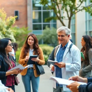 Students collaborating at UTSA and UT Health campus