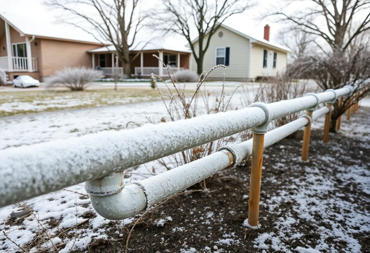 Frosty outdoor plumbing in San Antonio during winter