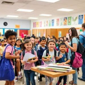 Students preparing for school in Bexar County