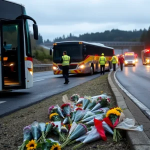Emergency responders at the site of a bus crash in San Antonio
