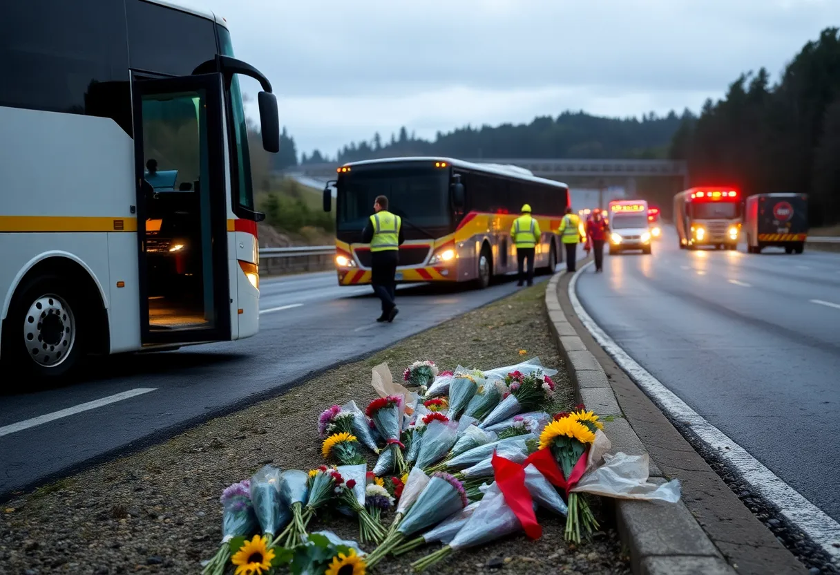 Emergency responders at the site of a bus crash in San Antonio