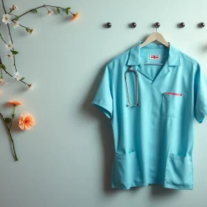 Memorial for Cathy Guerrero with flowers and a nurse's uniform