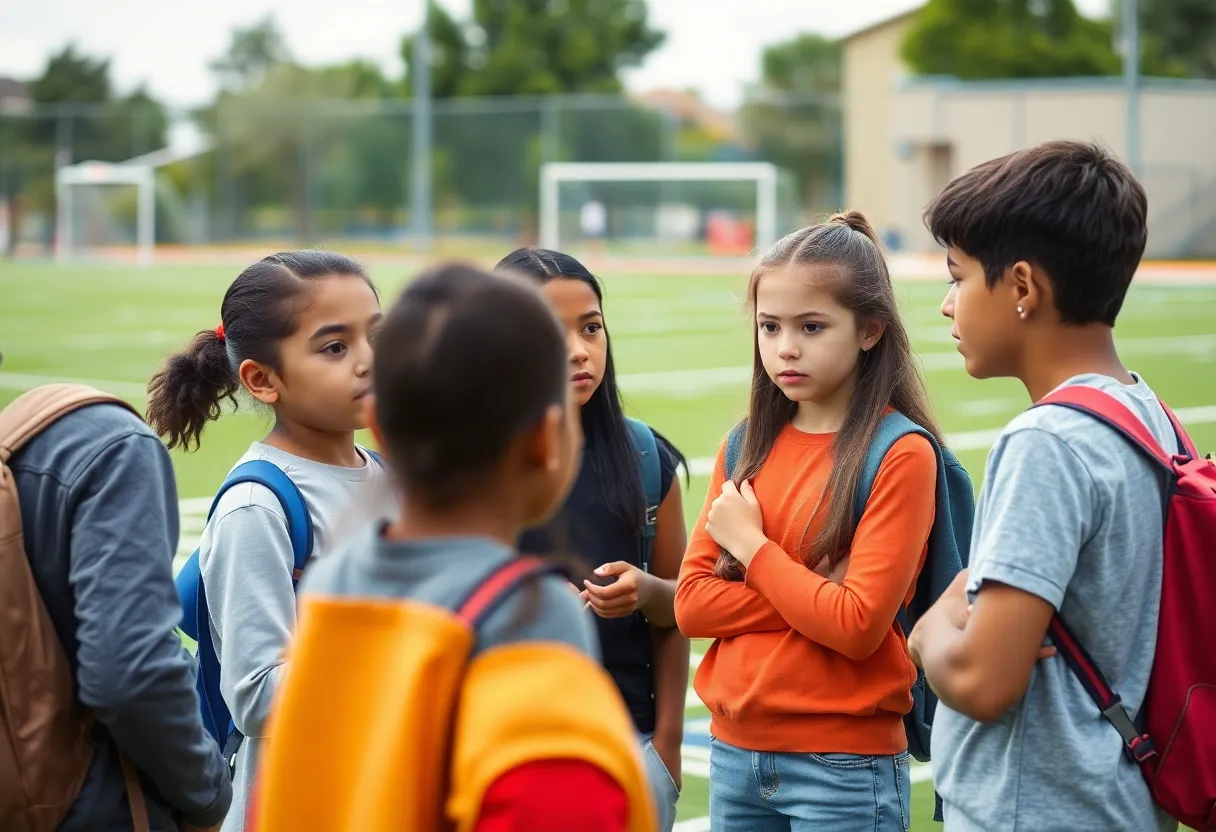 Students discussing concerns over school safety and bullying