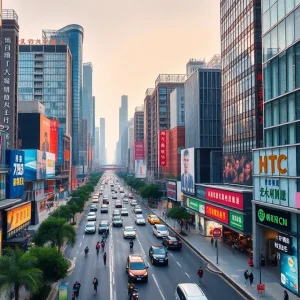 Vibrant cityscape representing China's economic growth